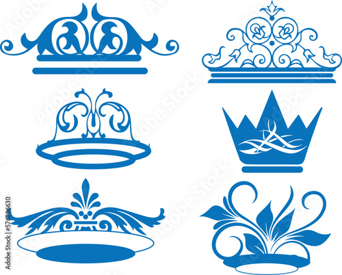 Crown vector, crown silhouette symbols blue vector