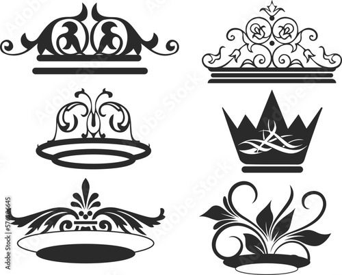 Crown vector set  crown silhouette symbols set black vector
