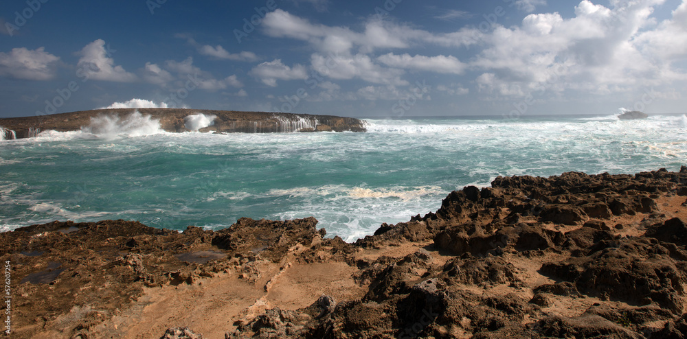 Storm waves crashing into Laie Point coastline at Kaawa on the North Shore of Oahu Hawaii United States Storm waves crashing into Laie Point coastline at Kaawa on the North Shore of Oahu Hawaii United States