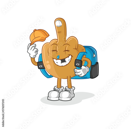 middle finger goes to school vector. cartoon character