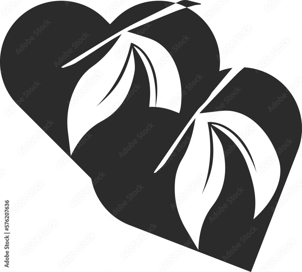 Leaf icon, natural leaf symbol black vector