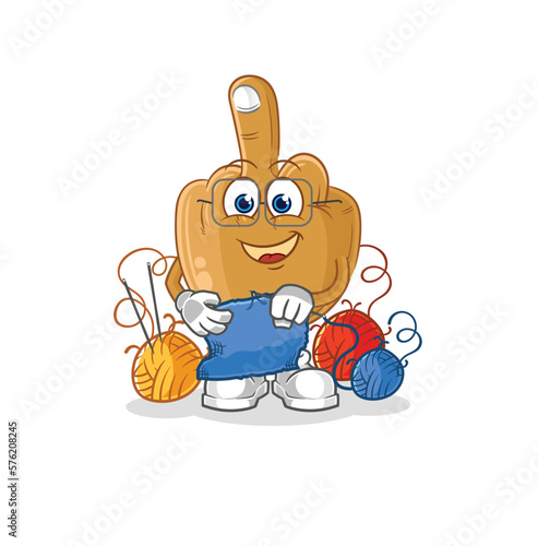 middle finger tailor mascot. cartoon vector