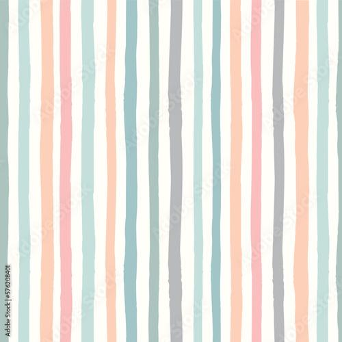 Striped pattern background. Vector seamless repeat pattern of hand drawn organic boho horizontal stripes. 
