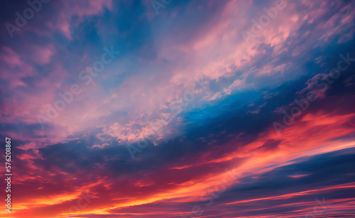 amazing evening sunrise sky with blue and orange clouds © Fernando