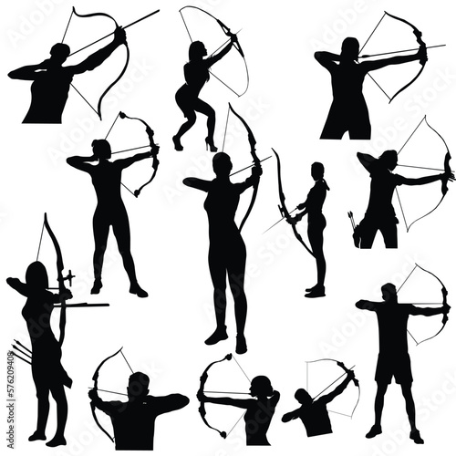 archery silhouette vector set illustration