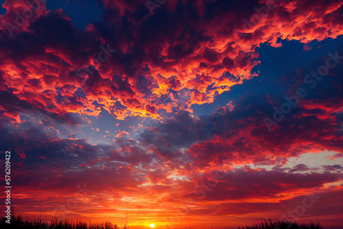 fiery sunset colorful clouds in the sky