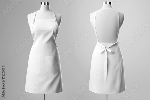 White blank apron, apron mockup on white background. Generative Ai photo