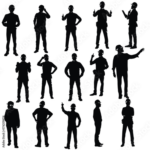 contractor silhouette vector set illustration