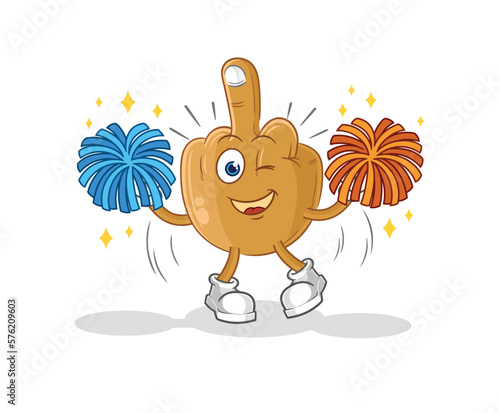 middle finger cheerleader cartoon. cartoon mascot vector