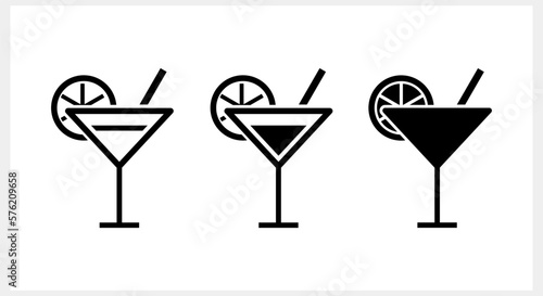 Cocktail icon isolated Drink stencil clipart Engraving vector stock illustration EPS 10