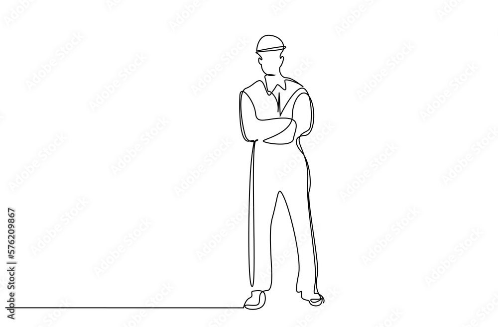 industrial worker male pose safety look full body concept