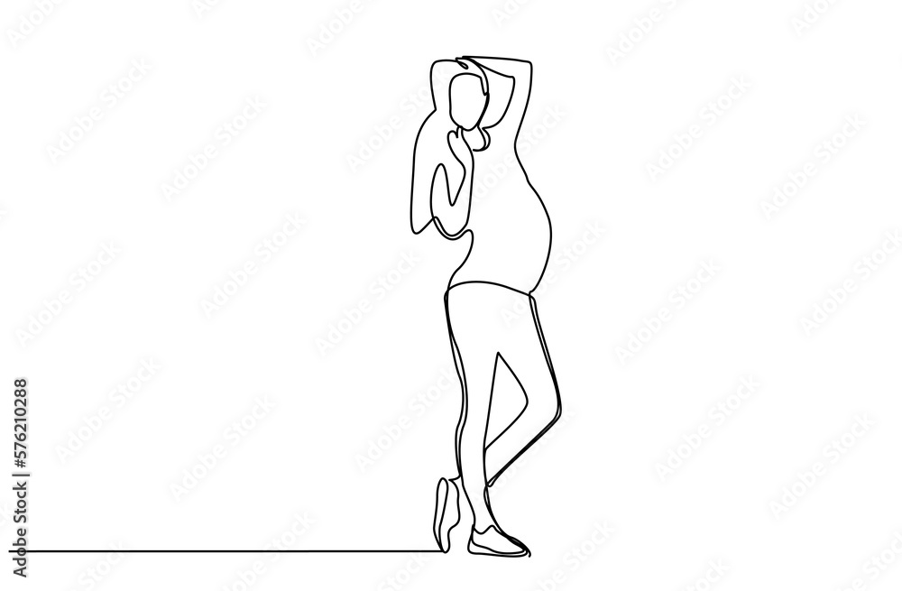 young pregnant woman standing pose line art young pregnant woman standing pose line art
