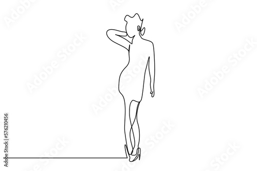 happy attractive young woman posing full body line