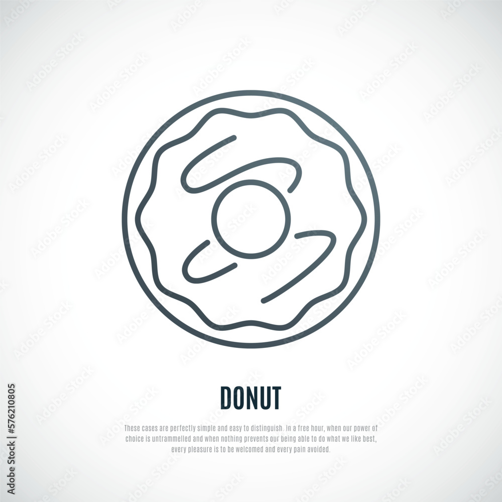 Donut icon isolated on white background. Outline Donut emblem. Vector illustration. Donut icon isolated on white background. Outline Donut emblem. Vector illustration.