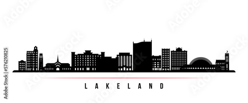 Lakeland skyline horizontal banner. Black and white silhouette of Biloxi Lakeland, Florida. Vector template for your design. photo