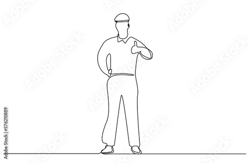 industrial worker successful okey accept sign full body line