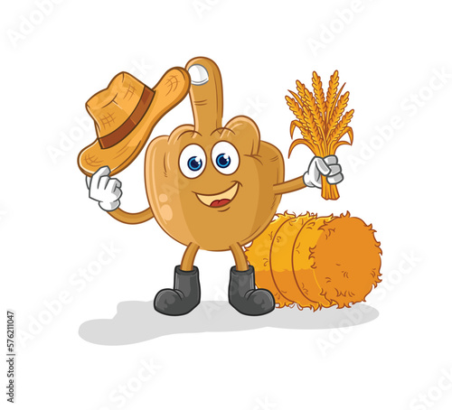 middle finger farmer mascot. cartoon vector