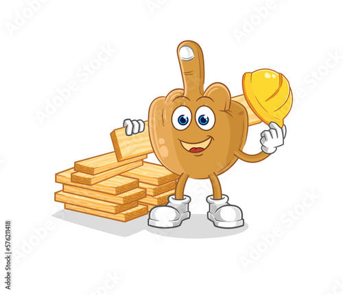 middle finger builder vector. cartoon character