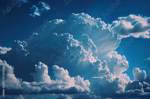 withe fluffy clouds on blue sky