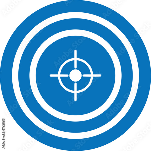 Aim magnificent icon, cervical target with an arrow icon blue version