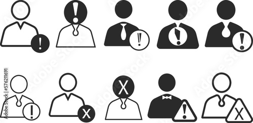 Error customer icon, user error icon black vector