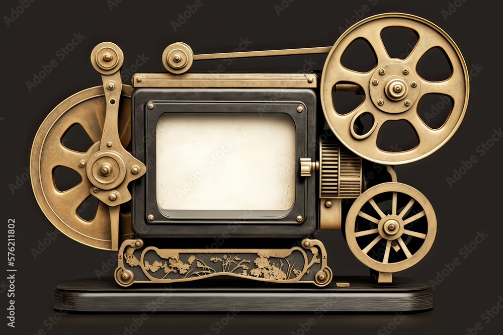 Fototapeta premium Antique Picture Frame with Clipping Path in Projector Shape. Photo generative AI