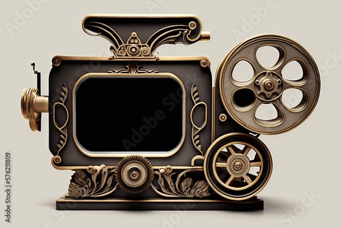 Antique Picture Frame with Clipping Path in Projector Shape. Photo generative AI