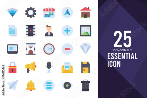 25 Essential Flat icon pack. vector illustration. © Icon