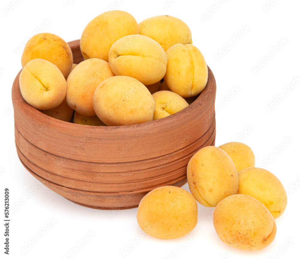 yellow ripe apricot isolated on white background