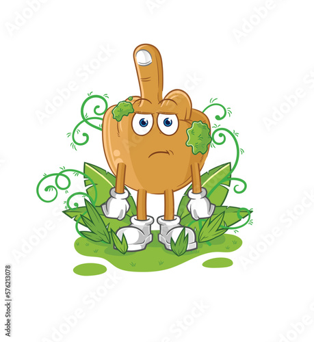 middle finger waiting too long mascot. cartoon vector
