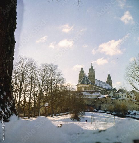 A monastery that looks like Hogwarts which is located in Schwäbisch Hall and is called Comburg Monastery. It could also be a castle or a palace
