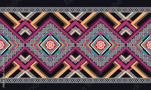 Geometric ethnic flower pattern for background,fabric,wrapping,clothing,wallpaper,Batik,carpet,embroidery style. 