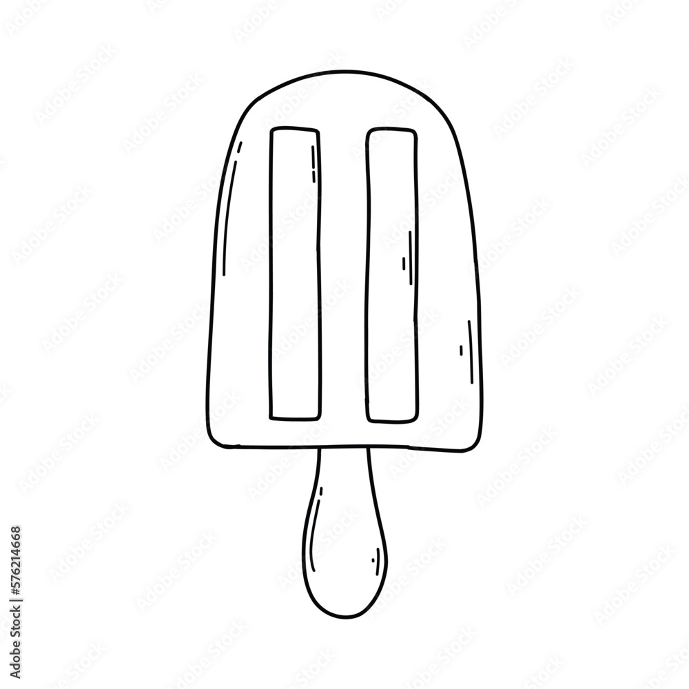 Ice cream in doodle style. Vector illustration. Linear style. Cold ice cream. Summer dessert. Ice cream in doodle style. Vector illustration. Linear style. Cold ice cream. Summer dessert.
