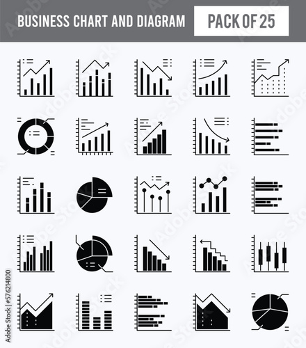 25 Business Chart and Diagram Glyph icon pack. vector illustration.