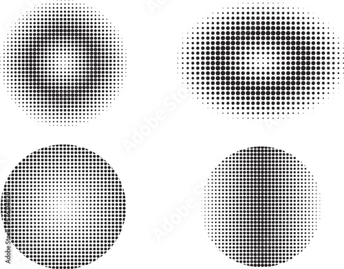 Free vector halftone circular classic background set of four