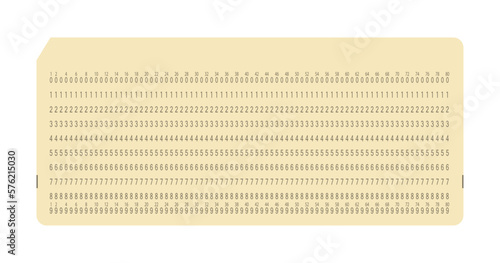 Pure punch card for electronic calculated data processing machines. Retro punchcard for input and storage in automated technology information processing systems. Vector illustration isolated.
