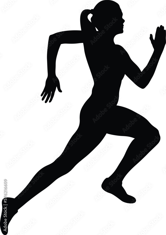 woman athlete runner run sprint race black silhouette