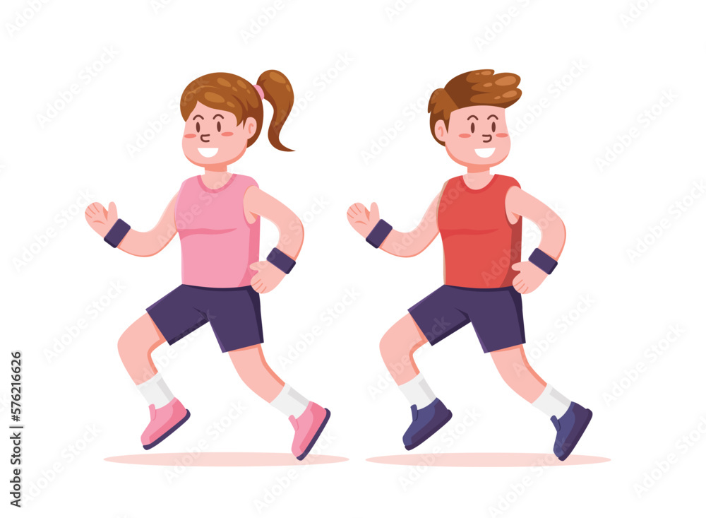 people running jogging exercise and athlete vector illustration