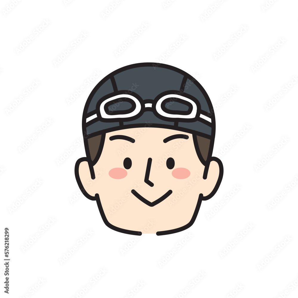 スイミング　男性　顔　イラスト