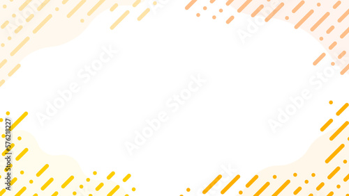 点と線の組み合わせの斜めストライプのデジタルなフレームのベクター背景素材　16:9　模様と背景無し（透過or白背景）　ベクター／透過PNG／JPEG　オレンジ・黄色