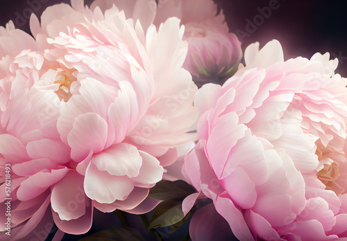 Fototapeta Naklejka Na Ścianę i Meble -  Bouquet of pink peonies on beautiful floral background