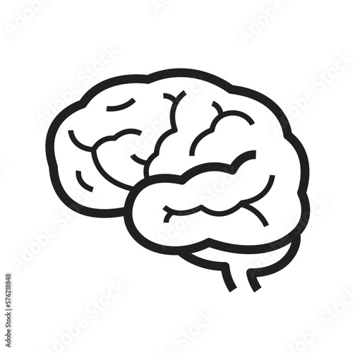 simple icon human brain, black thin line on a white background.
