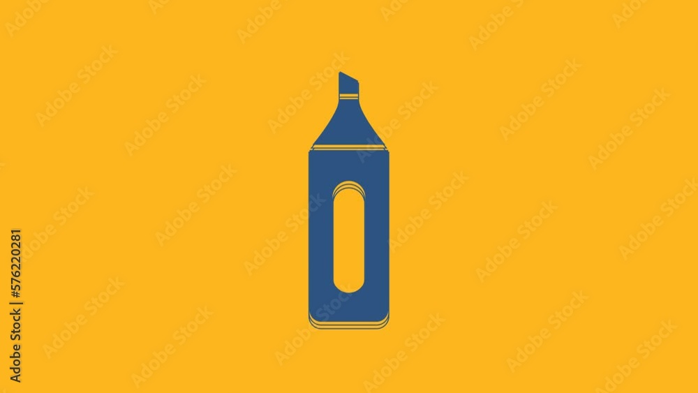 Blue Marker pen icon isolated on orange background. 4K Video motion graphic animation Blue Marker pen icon isolated on orange background. 4K Video motion graphic animation
