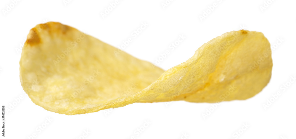 Single potato chip isolated on white background. Single potato chip isolated on white background.
