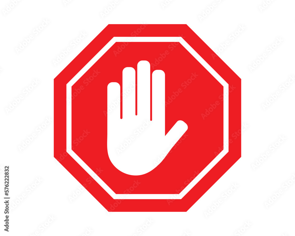 Stop sign with hand icon. No entry stop with hand icon. Stop sign with hand icon. No entry stop with hand icon.