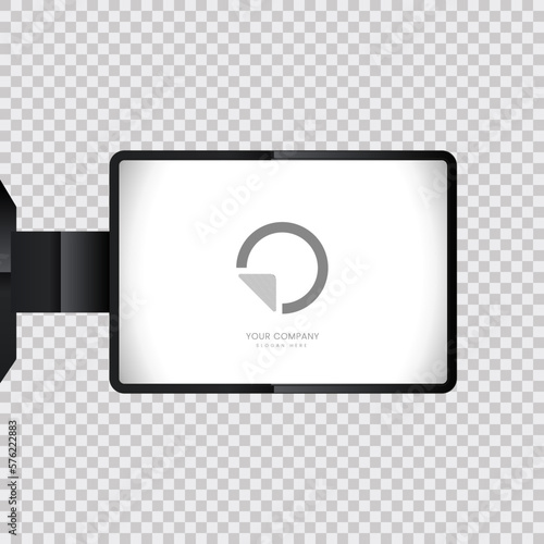 Outdoor light box mock-up for on transparency background, a blank advertising billboard. vector light box signboard mockup for branding advertising