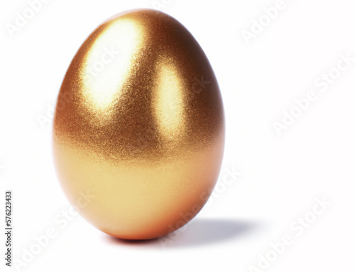 Golden egg isolated on white background, "Generative AI"