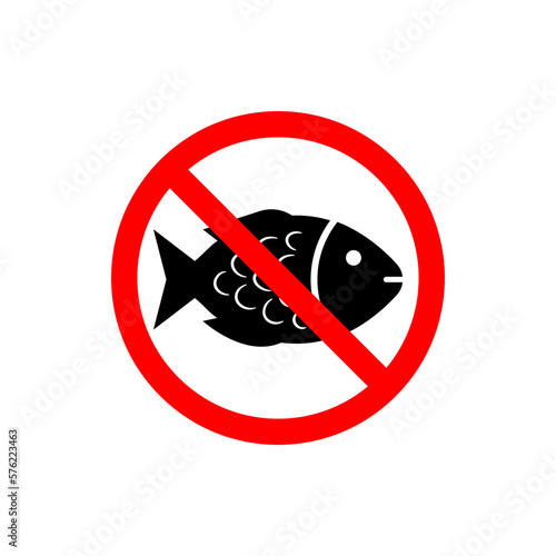 No fish sign icon flat style isolated on white background. Vector illustration