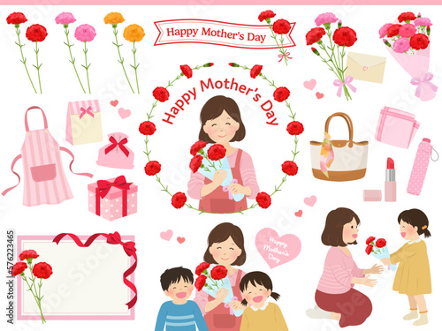 母の日セット_ベクターイラスト