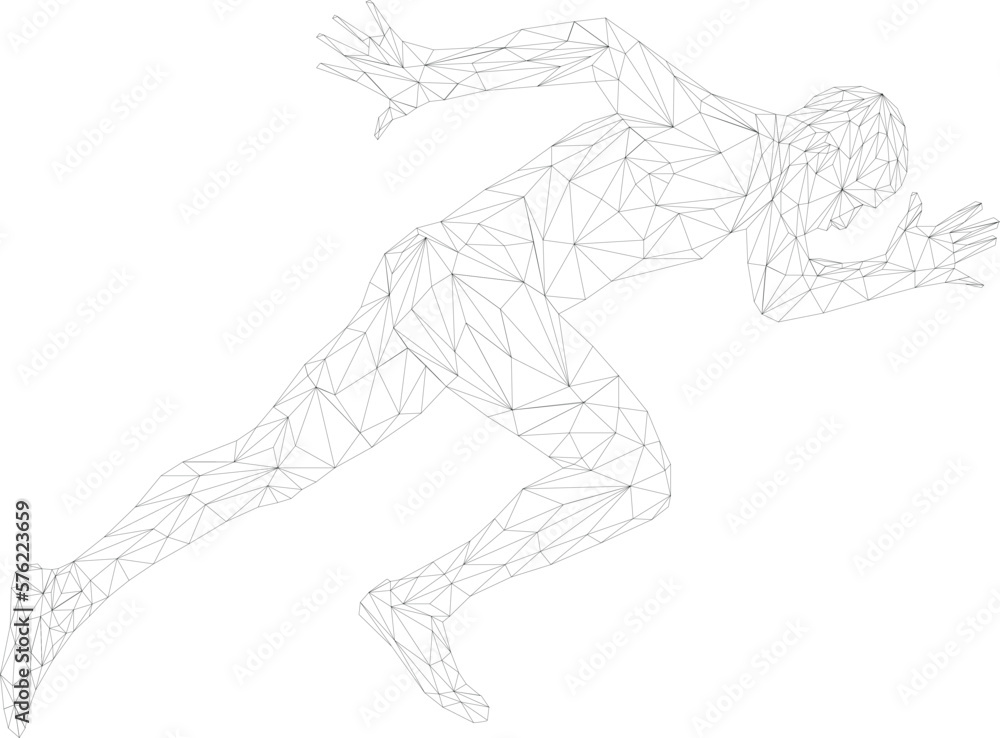 start running sprinter runner athlete polygonal wireframe start running sprinter runner athlete polygonal wireframe